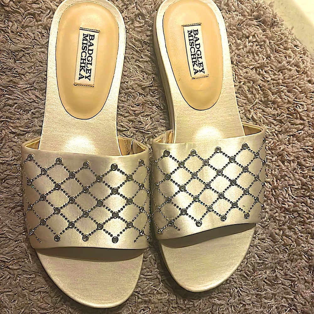 designer flats in gold with rhinestones